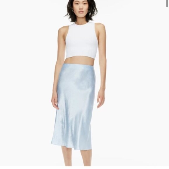 Aritzia Babaton Baby Blue Midi Slip Skirt- Size 2 - Picture 1 of 10